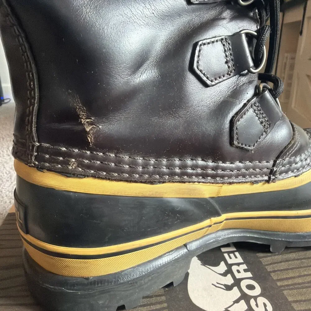 Sorel Caribou Wool Waterproof Winter Boots Men’s 8 Black Ochre NM1873-011 NIB